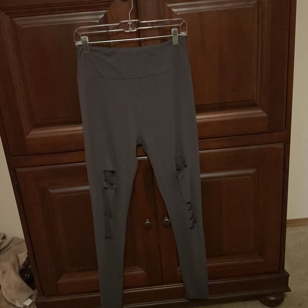 Women's Charcoal Distressed Leggings